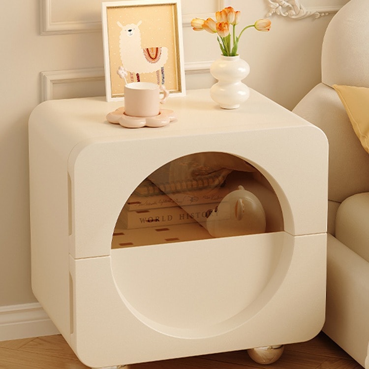 クリーミーなスタイルのベッドサイドテーブルライトラグジュアリーベッドルームシンプルモダンクリエイティブデザイナーフルソリッドウッドベッドサイドキャビネット