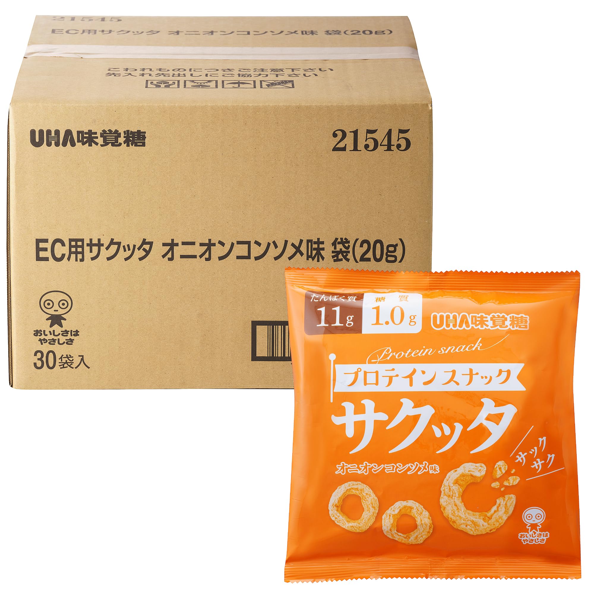 UHA味覚糖 (ユーハ味覚糖) サクッタ プロテインスナック オニオンコンソメ味 30袋セット (たんぱく質/ノンフライ/おやつ/ダイエット)