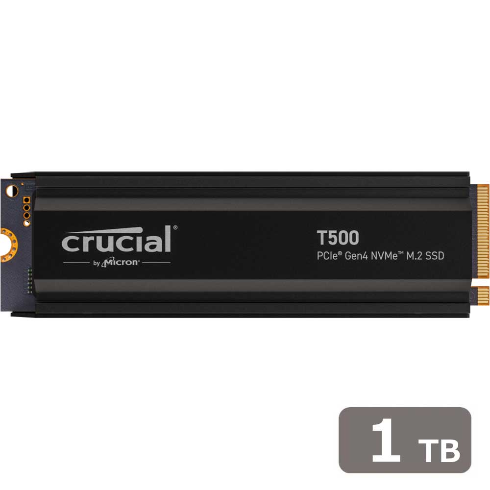 Crucialクルーシャル T500 1TB PCIe Gen4 NVMe M.2(Type2280) 内蔵SSD ヒートシンク付き CT1000T500SSD5JP