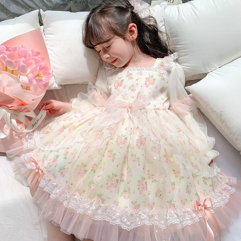 オータムスポット ロリータ プリンセス ドレス レディース 子供用 花柄 スカート 秋ドレス 小中型 子供用スカート 20