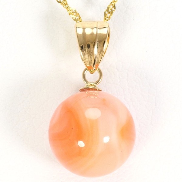 K18 18金 YG イエローゴールド ネックレス サンゴ 約40cm ジュエリー 中古