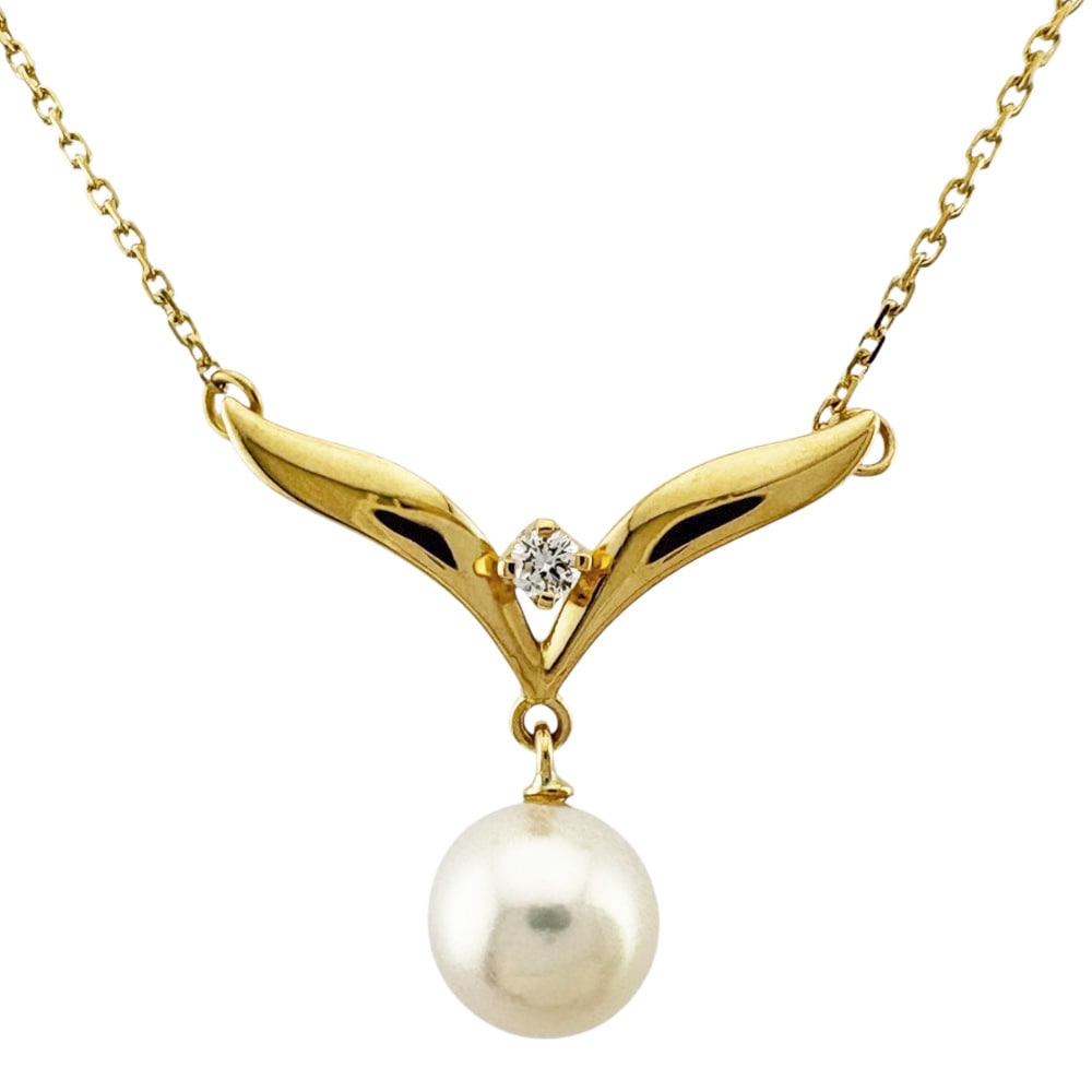 ミキモト ネックレス 18金 K18イエローゴールド パール MIKIMOTO 中古 美品