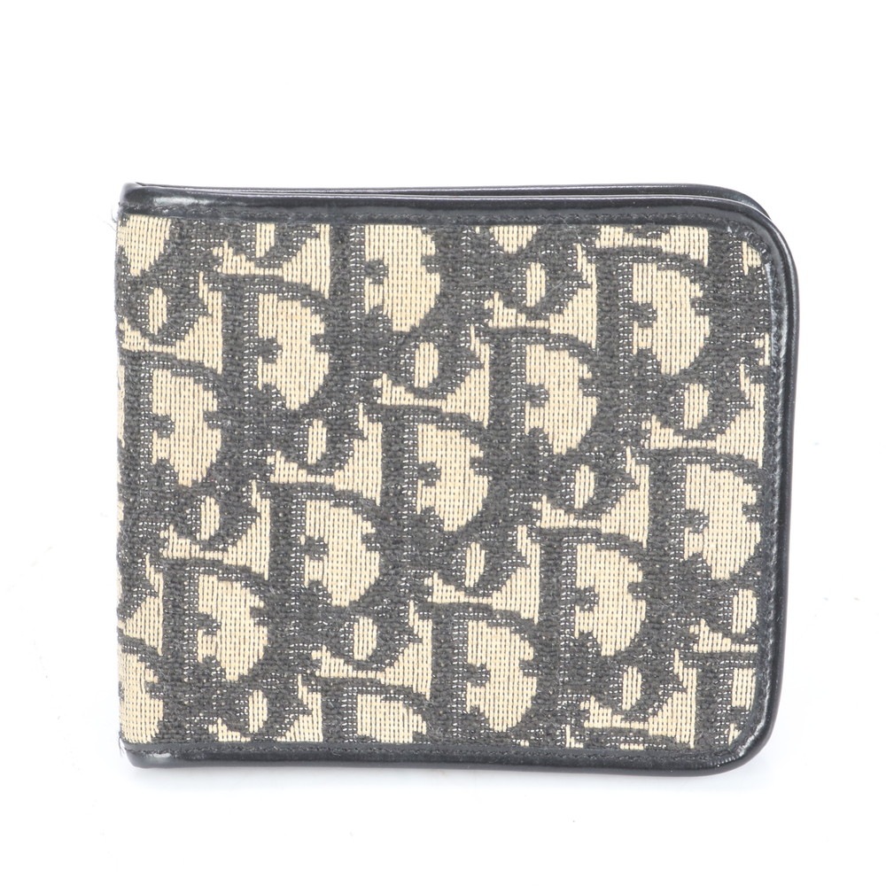 美品 トロッター レザー×キャンバス 二つ折り 財布 長財布 二つ折り ウォレット ラウンドファスナー メンズ レディース RRE CJ1-4 中古