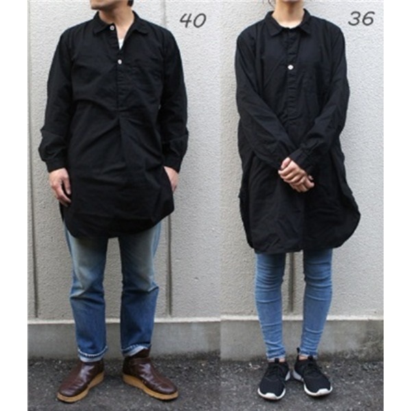 スウェーデン軍プルオーバースリーピングシャツ後染めレプリカ ブラック40（メンズフリー相当