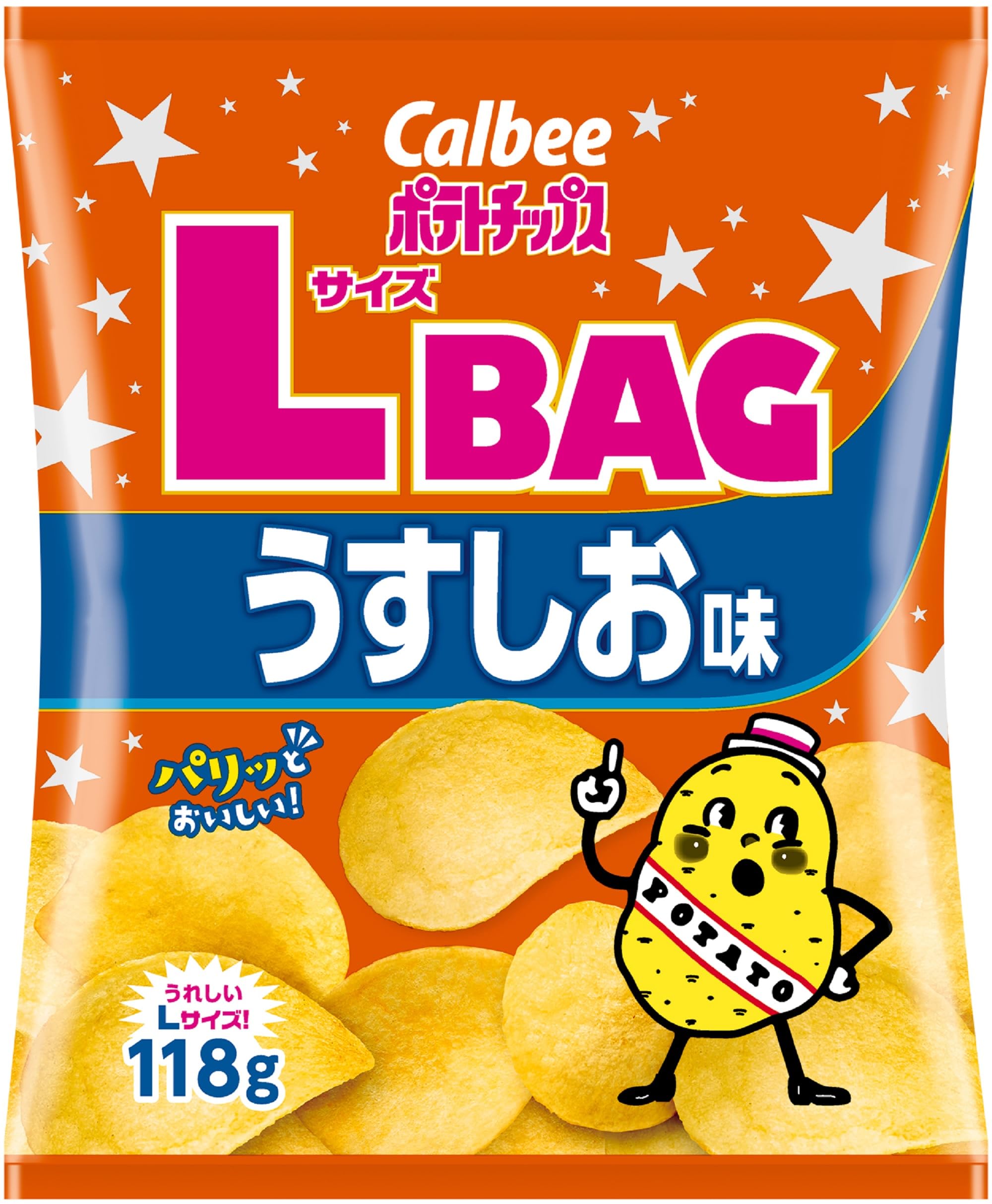 [ポテトチップス]カルビー ポテトチップスLサイズBAGうすしお味 118g×12袋 大容量 たっぷり パーティー おやつ おつまみ