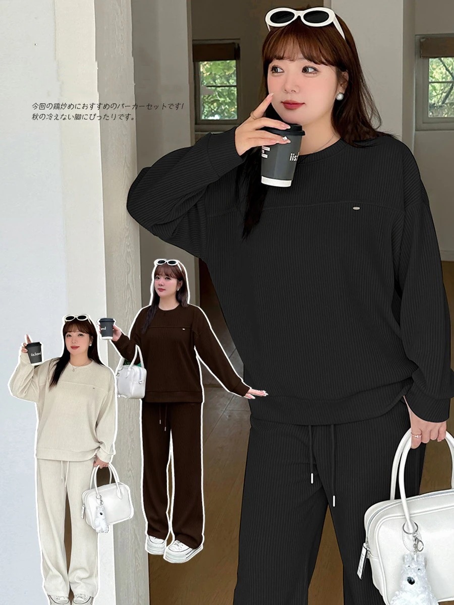 【ぽちゃまに】 2024秋新品 上下セット 通勤 大きいサイズ 体型カバー カジュアル レディース セットアップ メガ割30%までに制限