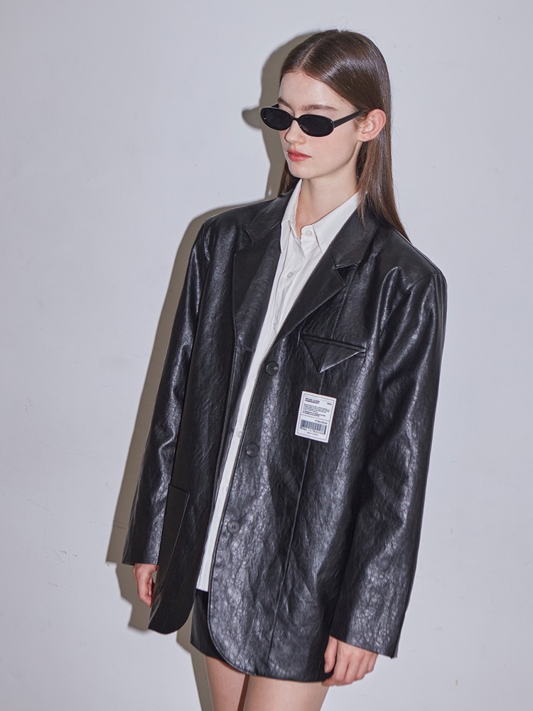 FW 22 Pieced Label Leather Jacket