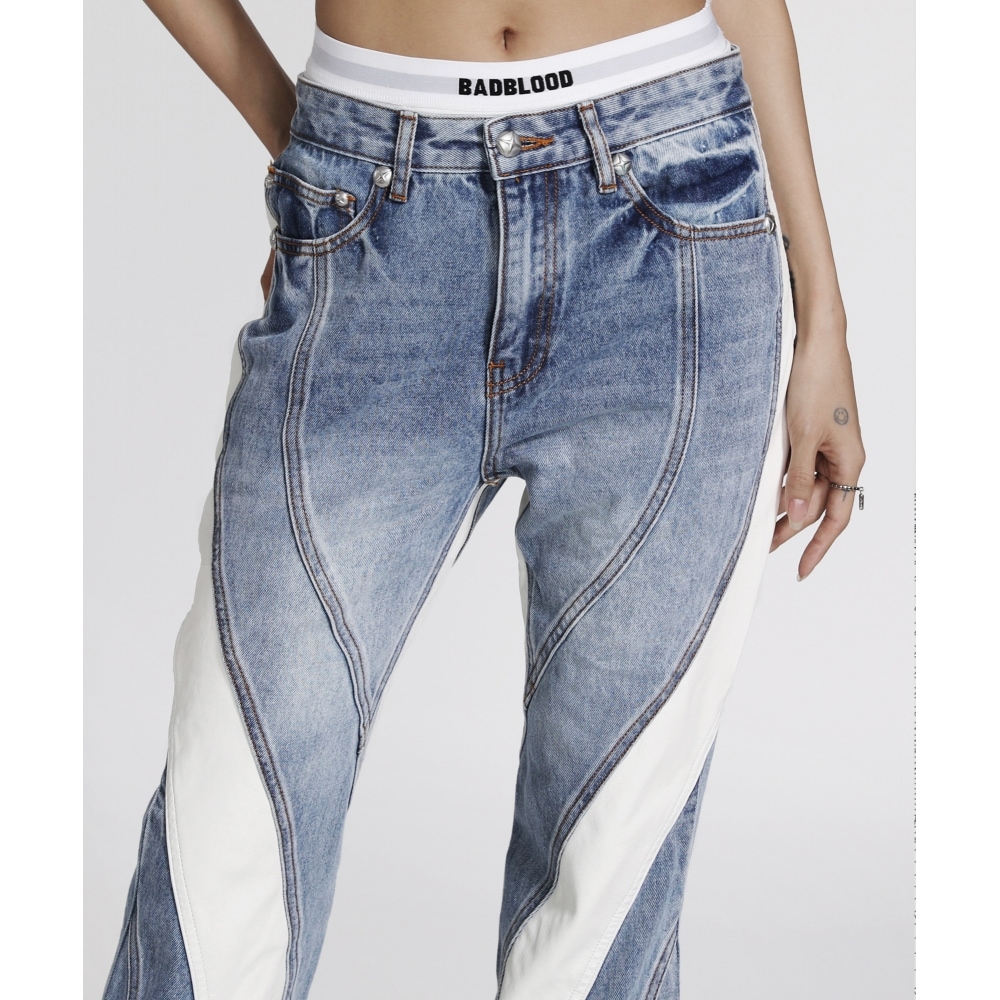 BADBLOOD ダンカン ブラッシングデニムパンツ - ブルー