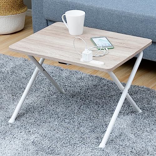 山善 テーブル ローテーブル (ミニ/折りたたみ/コンセント付き) 完成品 幅50×奥行44×高さ36cm 一人暮らし アンティークアイボリー/ホワイト EYST-5040L(AIV/WH2)