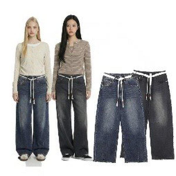 女性用ウルトラソフトベルトバルーンデニムパンツ10560-155-205-10AB-SH