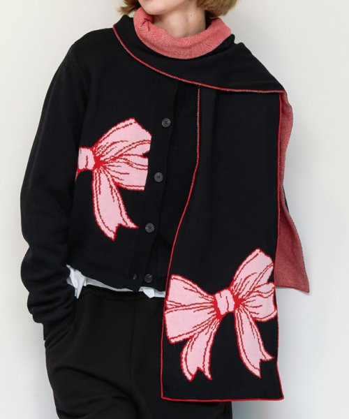 RONRON ビッグリボンマフラーブラック