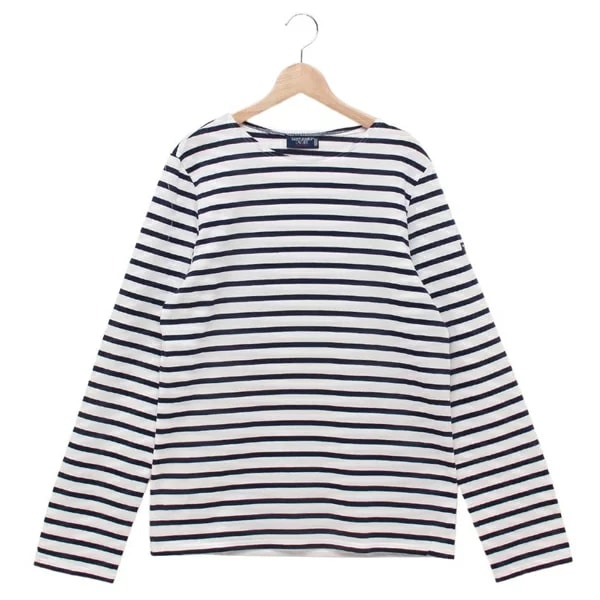 Tシャツ カットソー マンキエモダン ホワイト ネイビー メンズ ST.JAMES 9858 NEIGE MARINE