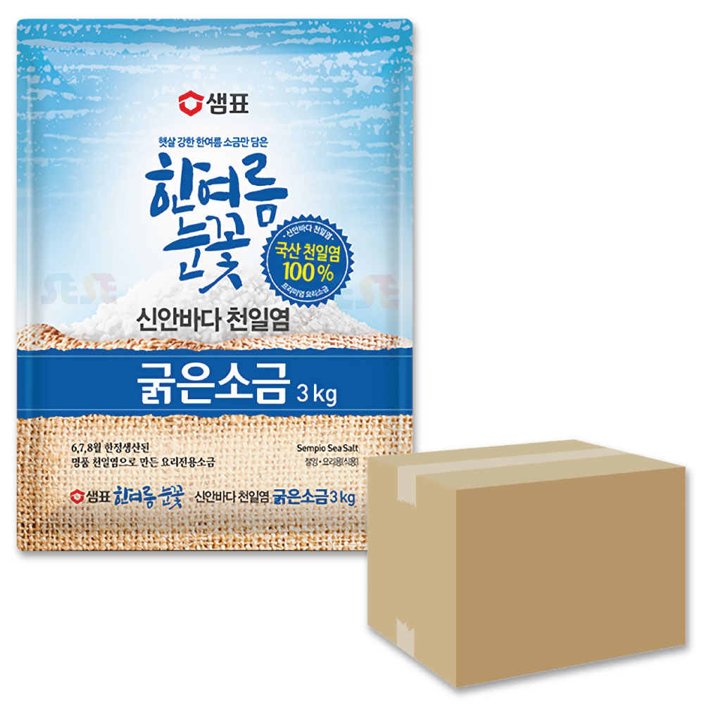 真夏の雪花 韓国産 天日塩 (あら塩) 5袋セット 3kg / 6,7,8月限定生産 センピョ 粗塩 韓国食材 調味料 泉標 sempio セムピョ