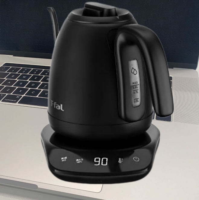 V020電気ケトル カフェ ロック コントロール 0.8L ドリップしやすい注ぎ口 8段階温度調節 60分保温 タッチパネル操作 KO9208JP