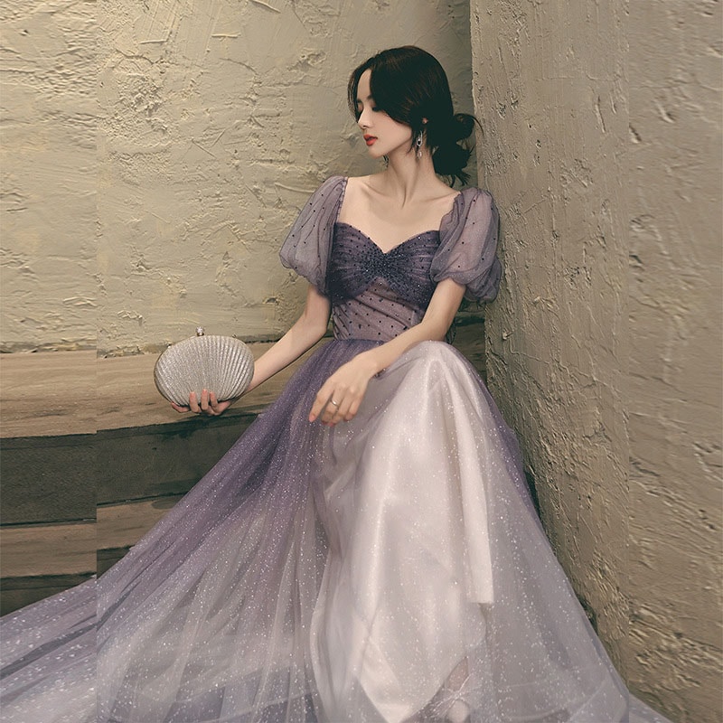 超目玉 ウェディングドレス ウエディングドレス カラードレス パーティードレス 紫 ロングドレス 演奏会ドレス イブニングドレス ステージ衣装 イベント 演奏会 発表会ドレス 上品 20代 30代 4