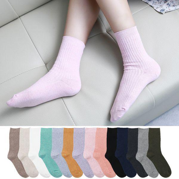 国産 女性用 ミドル丈 プレミアム リブ編みソックス 10足セット DBSW SOC Q083_P368603926