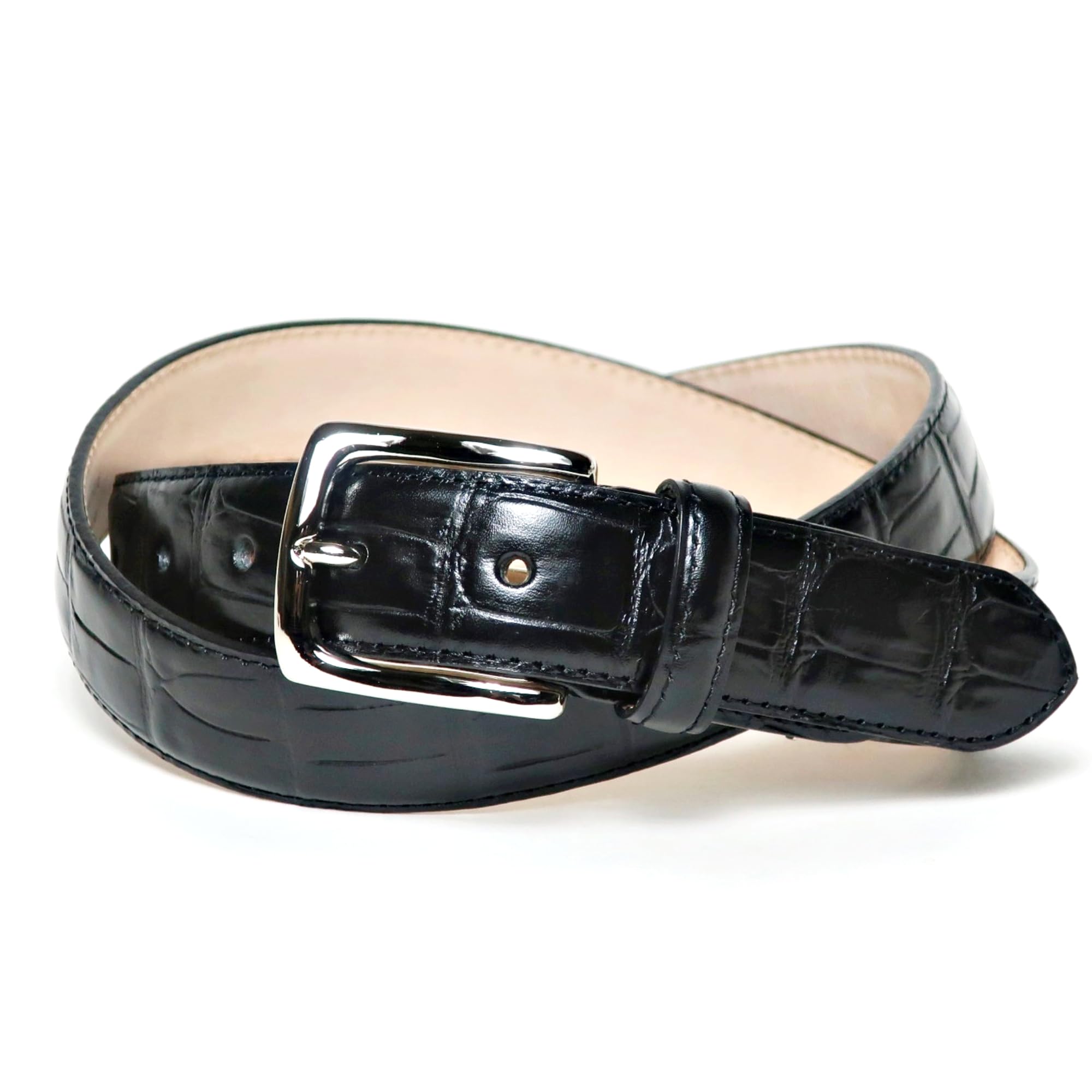 [COXSWAIN] コックスウェイン ベルト メンズ 本革 ブラック クロコ型押し 30mm幅 日本製 CW20210-19