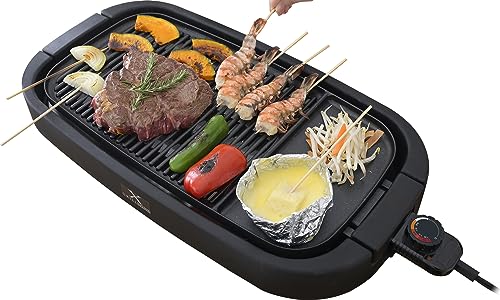 [山善] 焼き肉グリル 減煙 ワイドプレート XGRILL GRANDE「素早く美味しく焼ける」 煙約80%/油ハネ約80%カット 高火力 (温度調節 約80~250℃) 保温 焼き肉プレート 油受け