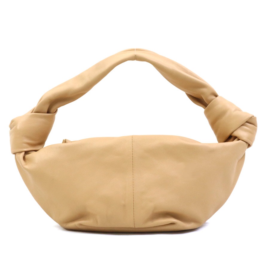 ボッテガヴェネタ BOTTEGAVENETA ハンドバッグ ダブルノット レザー ベージュ ゴールド レディース e60656k