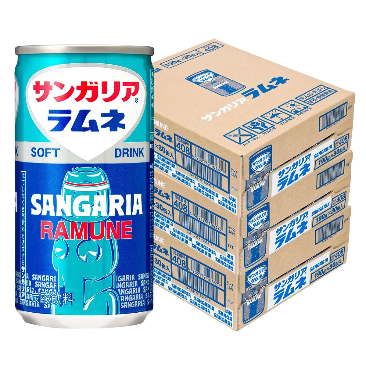 【送料無料】サンガリア ラムネ 缶 190ｍl×3ケース/90本