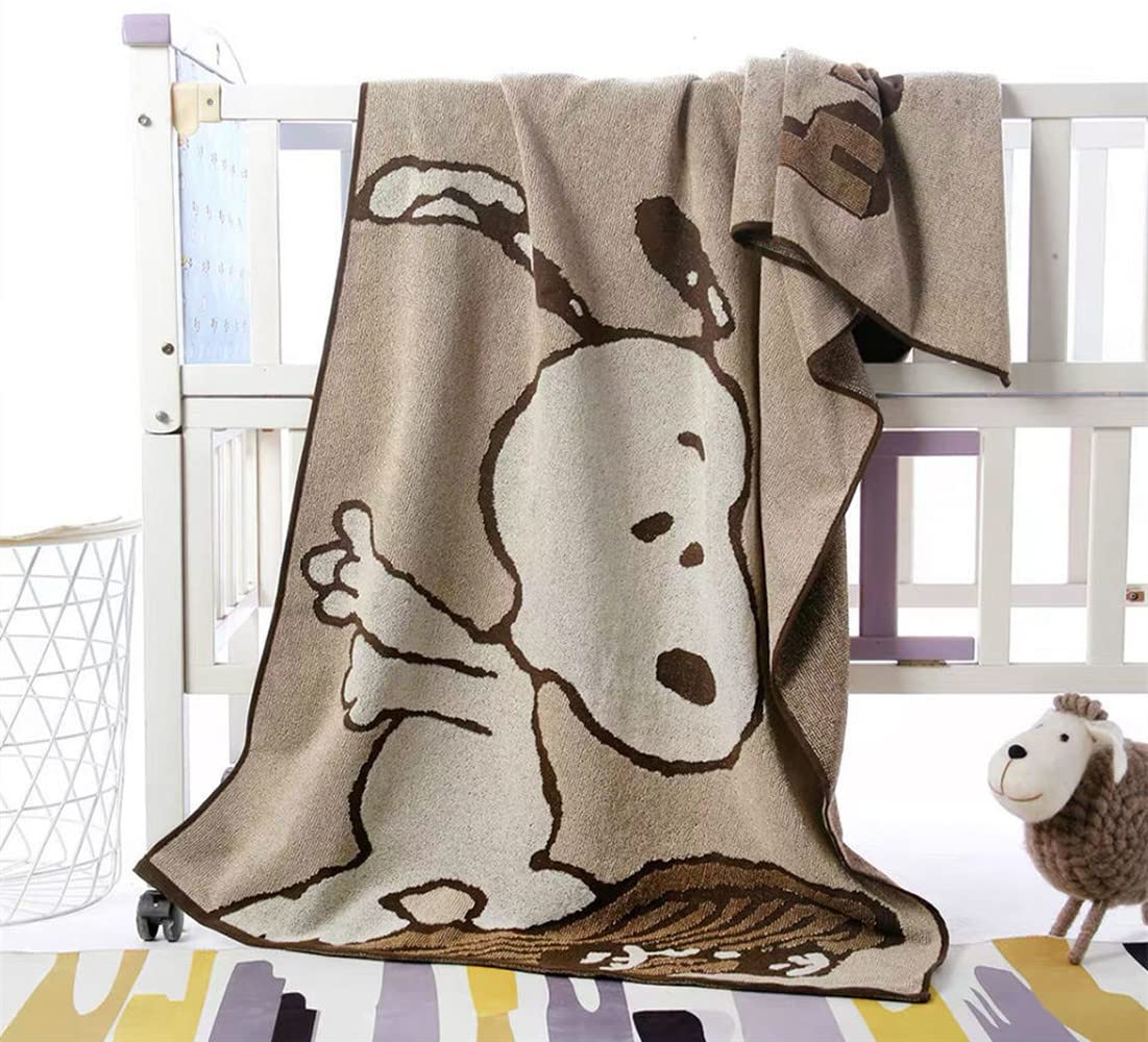 スヌーピー バスタオル タオル 大判 吸水速乾 ふわふわ 肌触り おしゃれ 家庭用 ギフト ファッション 棉100% 78cm*180cm (ブラウン)