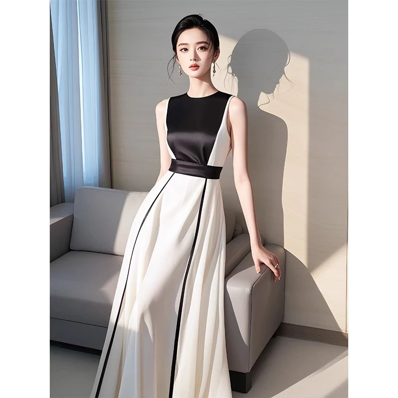 送料無料フレンチドレス2025新作 ブラック パーティー サテンシンプルワンピース おしゃれ イブニングドレス パーティードレス 上品 セクシー