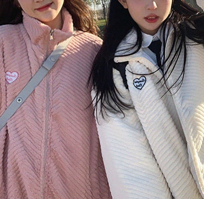 学生風 トップス アウター プルオーバー ブルゾン ジャケット シャンパー もこもこアウター ボアブルゾン 長袖 ボリューム袖 ボア かわいい こなれ感 ラフ スポーティー ラブリー キュート