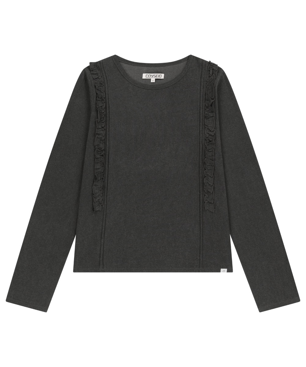 【COYSEIO】26SS DOUBLE RUFFLE LONG SLEEVE : DARK GREY
