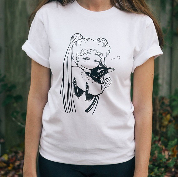 セーラームーンウサギルナアニメTシャツ女性カワイイ日本アニメTシャツカジュアルルーズプリントティーシャツ セーラームーンウサギルナアニメTシャツ女性カワイイ日本アニメTシャツカジュアルルーズプリントティーシャツ
