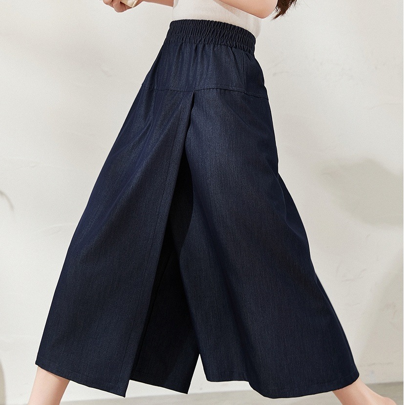 ボトムス パンツ ズボン ワイドパンツ ミディアム丈 デニムパンツ ウエストゴム かわいい 大人可愛い きれいめ シンプル カジュアル 上品 おしゃれ かっこい 大人女子 こなれ感 きちんと 個性的