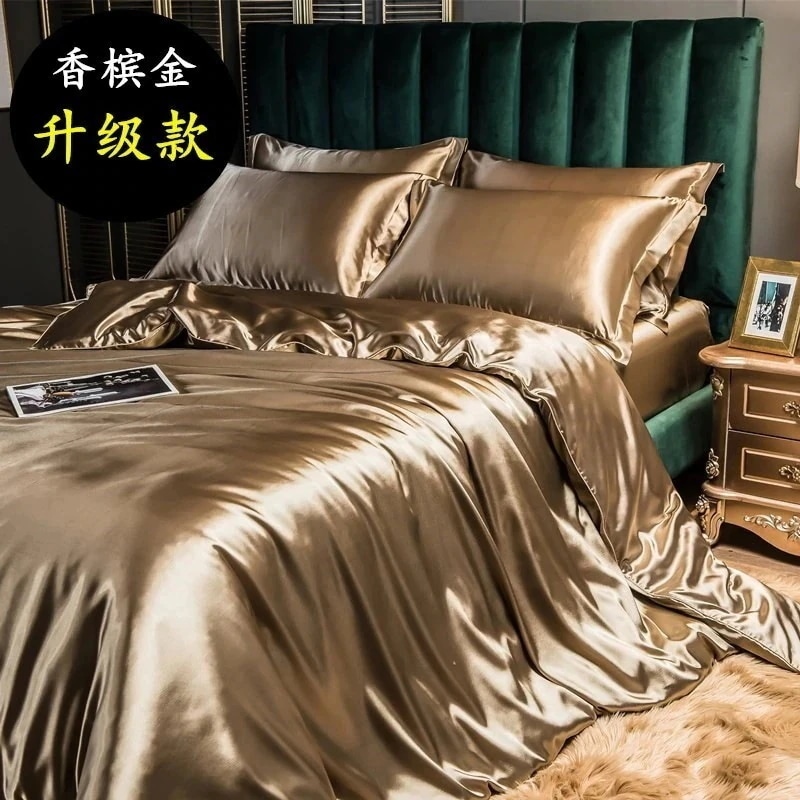 【大人気 急速出荷】ヨーロッパ式無地両面シルク四点セット絹糸シーツ布団カバーの裸寝寝具 2418043