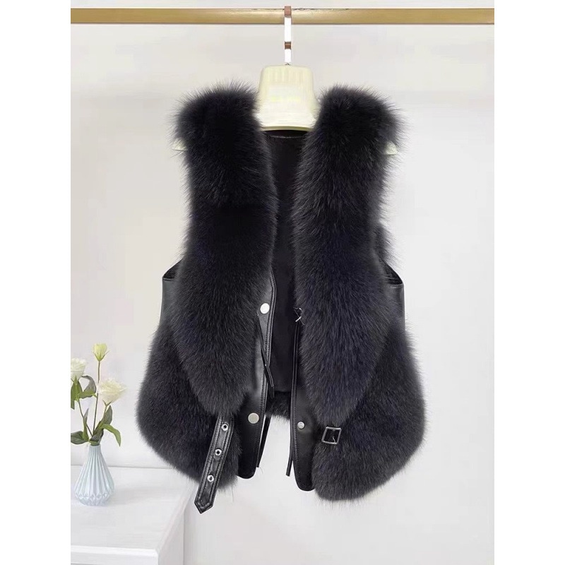 レザーベストレディースショートスタイル2025秋冬人気イミテーションウールとコットンの高級ステッチベストジャケット女性用