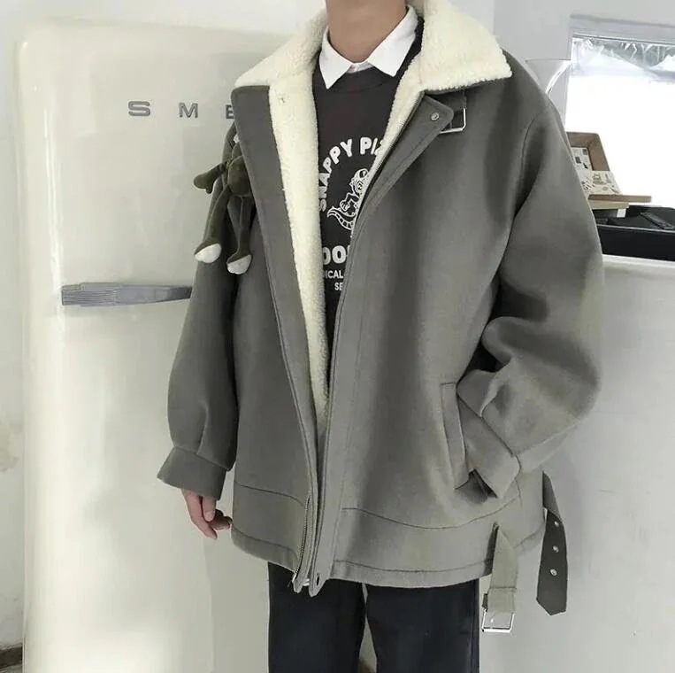 メンズ韓国のファッション秋冬です新しい カジュアルトップ ジャケット 青少年ファッション ラム毛のコート 88NW26