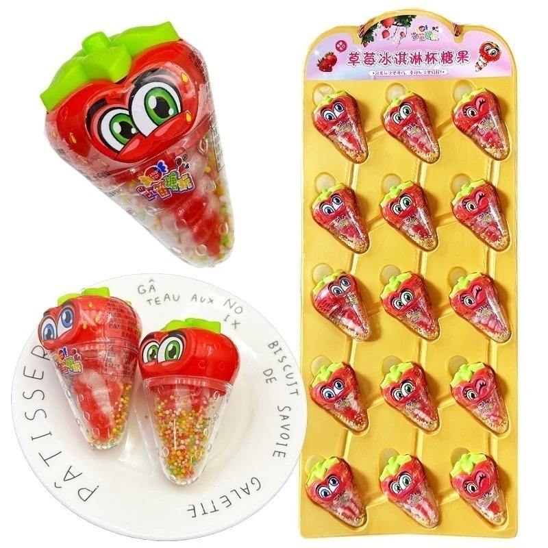 子供のかわいいイチゴの形のネジキャンディースレッドロリポップは子供のスナックのためにミニカラーグラニュールに浸した 誕生日プレゼント 子供の贈り物 誕生日プレゼント 子供の贈り物