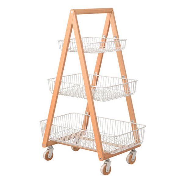 バスケットワゴン ホワイト 幅55×奥行き35.5×高さ86.5cm PW-54WH