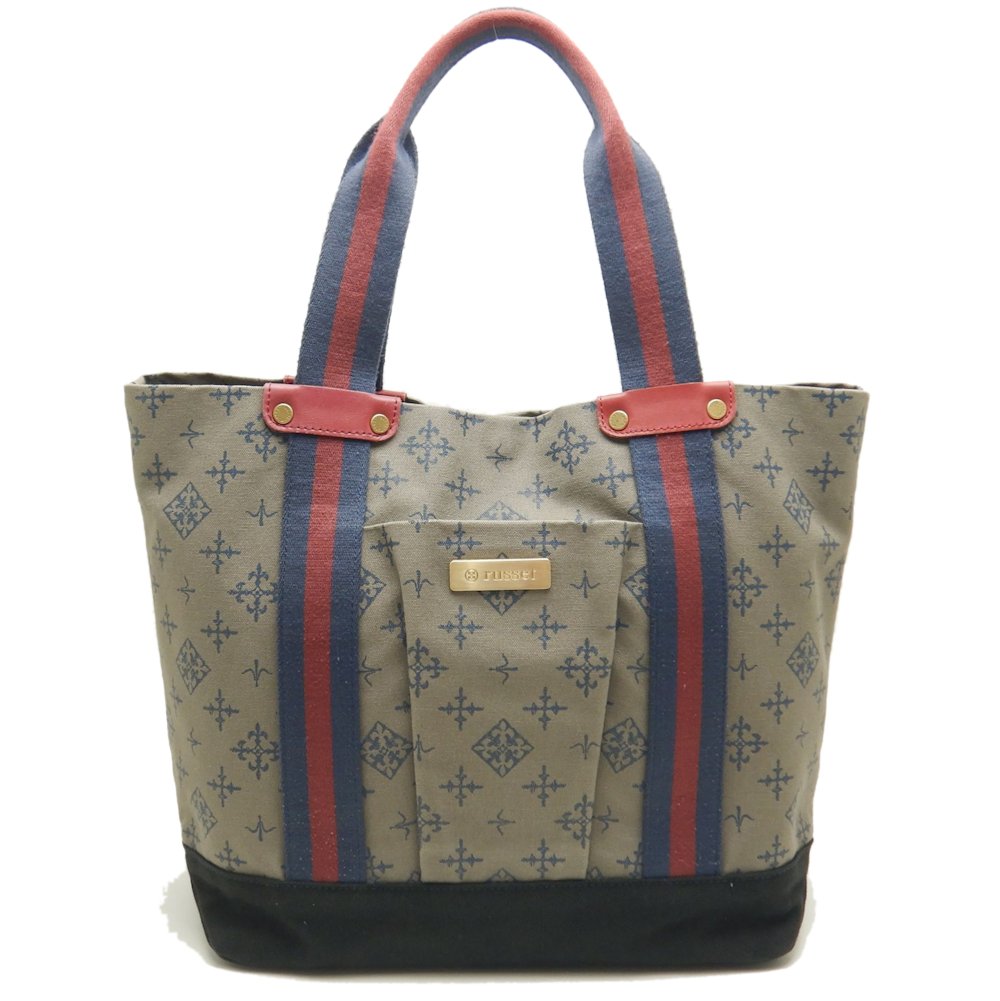 トートバッグ キャンバス ベージュ ネイビー/252417【中古】