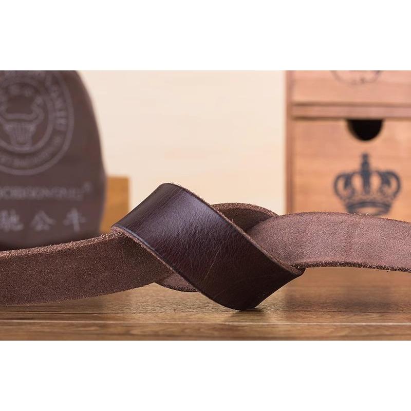 メンズ ベルト かっこいい レザー カジュアル 銅 バックル エレファント 孫悟空 ライオンヘッド シングル ループ ソフト ブラウン 黒