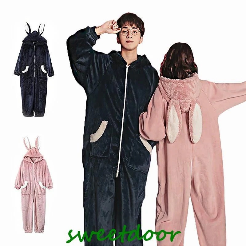 ペアパジャマ カップル 冬ルームウエア ふわふわ うさぎ ペアルック ルームウェア ペアお揃い 部屋着 フランネル オールインワン 着ぐるみ レディース メンズ