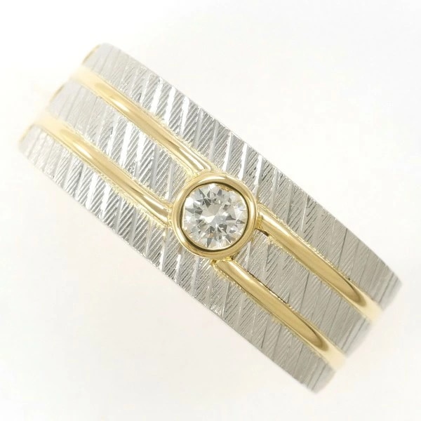 PT900 プラチナ K18YG リング 指輪 12号 ダイヤ 0.10 ジュエリー 中古