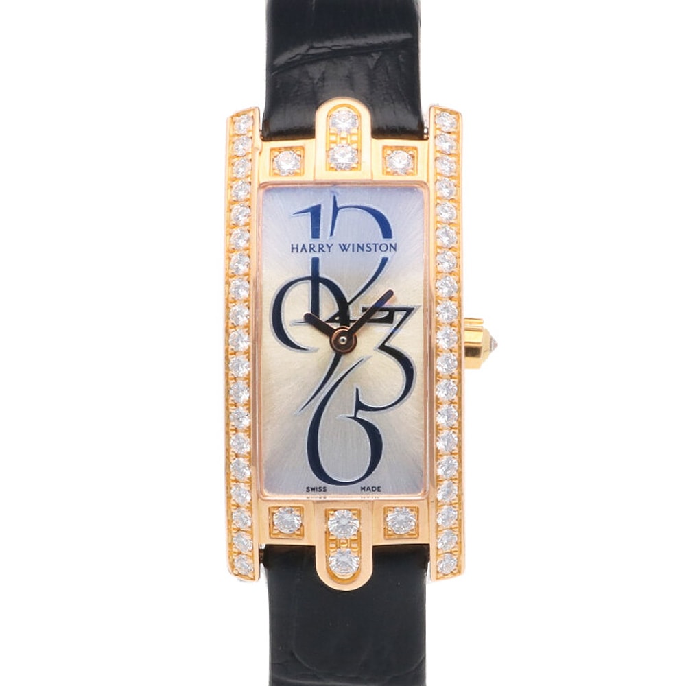 ハリーウィンストン アベニューC ダイヤベゼル 腕時計 18金 K18ピンクゴールド クオーツ 1年保証 HARRY WINSTON 中古 美品