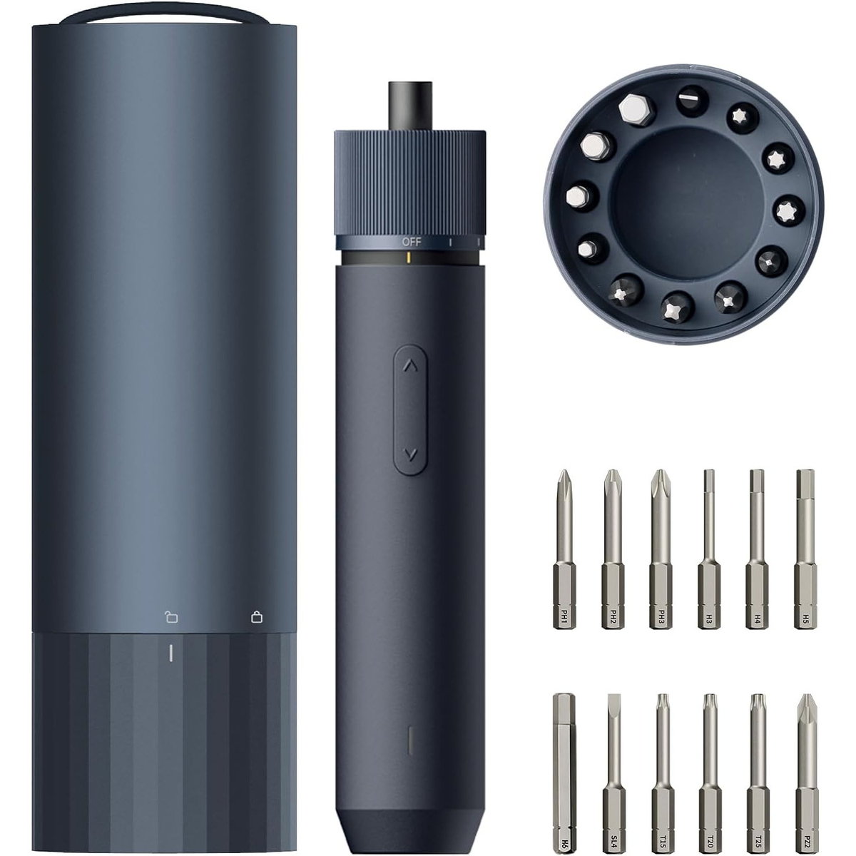 HOTO 3.6V ドライバーキット Classic 12本S2合金鋼ビット 最大トルク4N・M 3段階トルク調整 LEDライト付き 大容量バッテリー Type-C充電 コンパクト 軽量