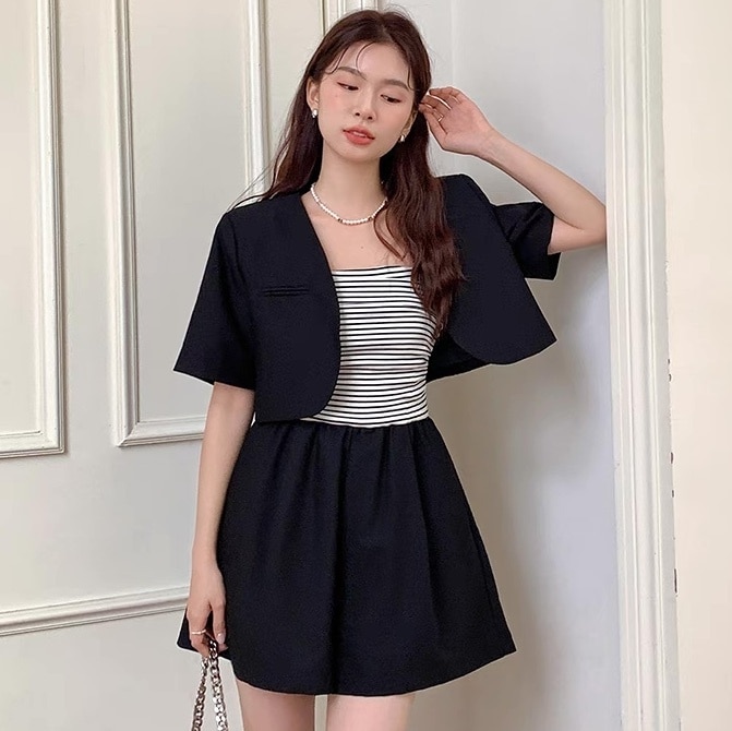 アウター スカート ジャケット ボトムス スーツ セットアップ レディース フレアスカート ミニスカート ミニ ショート 半袖 Aライン フェミニン ハイウエスト 前開き かわいい 大人可愛い