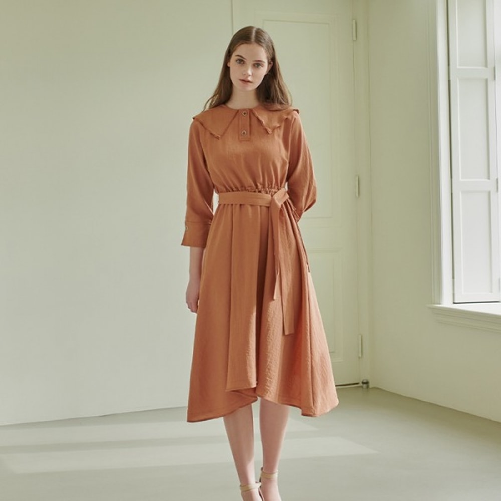 （フォレスト）ビッグカラーベルトロングドレス（OY4OPCA）