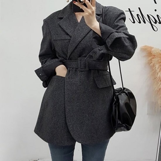 【取寄：納期2週間】コート レディース ゆったり 体型カバー コート レディース ウエストベルト ハイウエスト コート レディース ミディアム丈 おしゃれ きれいめ コート レディース ゆったり