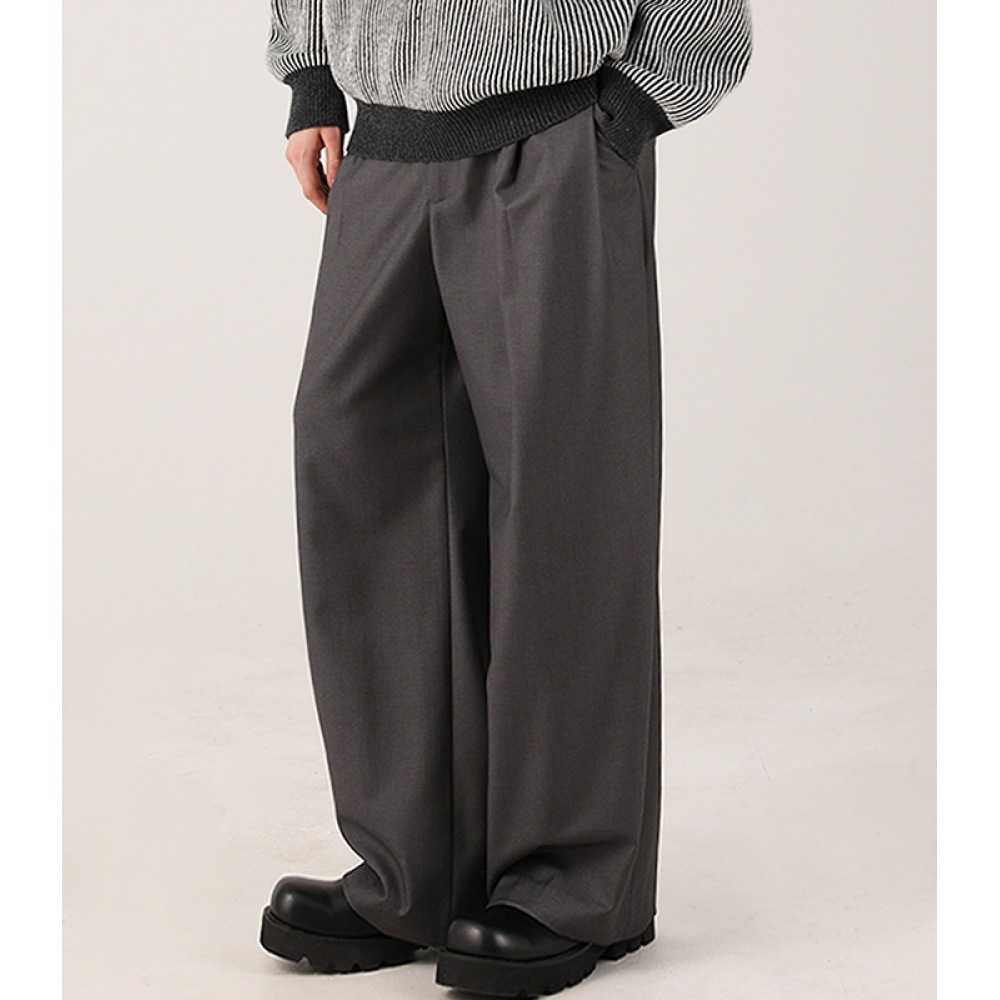 アバンドレスクラシックタトックワイドスラックスグレー