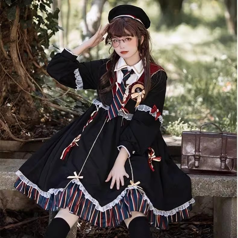 ハロウィーン衣装COSスポット魔法少女lolita小魔女暗黒系ロリータワンピース