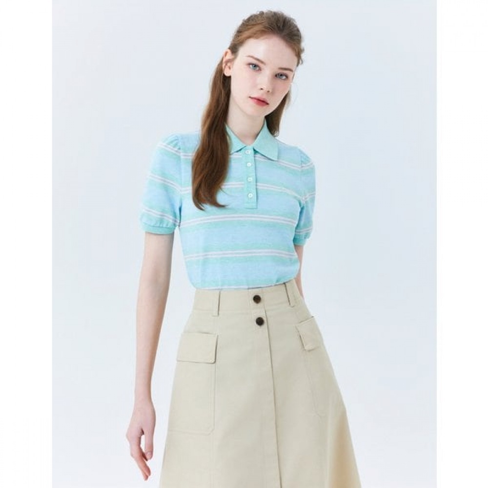 [24SS] ブルーストライプコットンショートスリーブカラー HSTS4B401B1