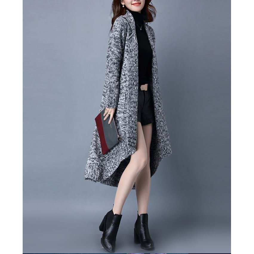 グレー ニット ロングカーデ ロングカーディガン