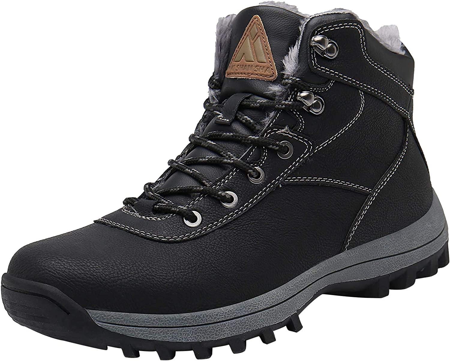[Mishansha] ハイカット 裏起毛 防寒 防水 防滑 スノーブーツ 男女兼用 釣り 登山 キャンプ 冬 靴 スノーシューズ 23.0 cm,ブラック-014