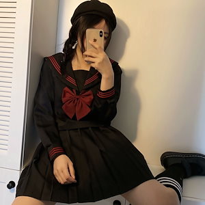 【早い者勝ちタイムセール】黒赤赤三冊基礎モデルJK制服セーラー服女子学生クラス服セット